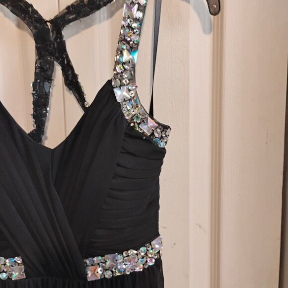 City Triangles Black Silver Halter Maxi Dress - Picture 2 of 11